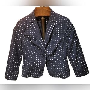 The Limited Polka Dot Navy Blue & White Single Button Blazer Size Small